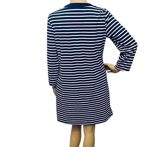 Lands’End Dress Resort Nautical Stripes Swim Cover Up Nylon/Spandex NWOT - Picture 6 of 12